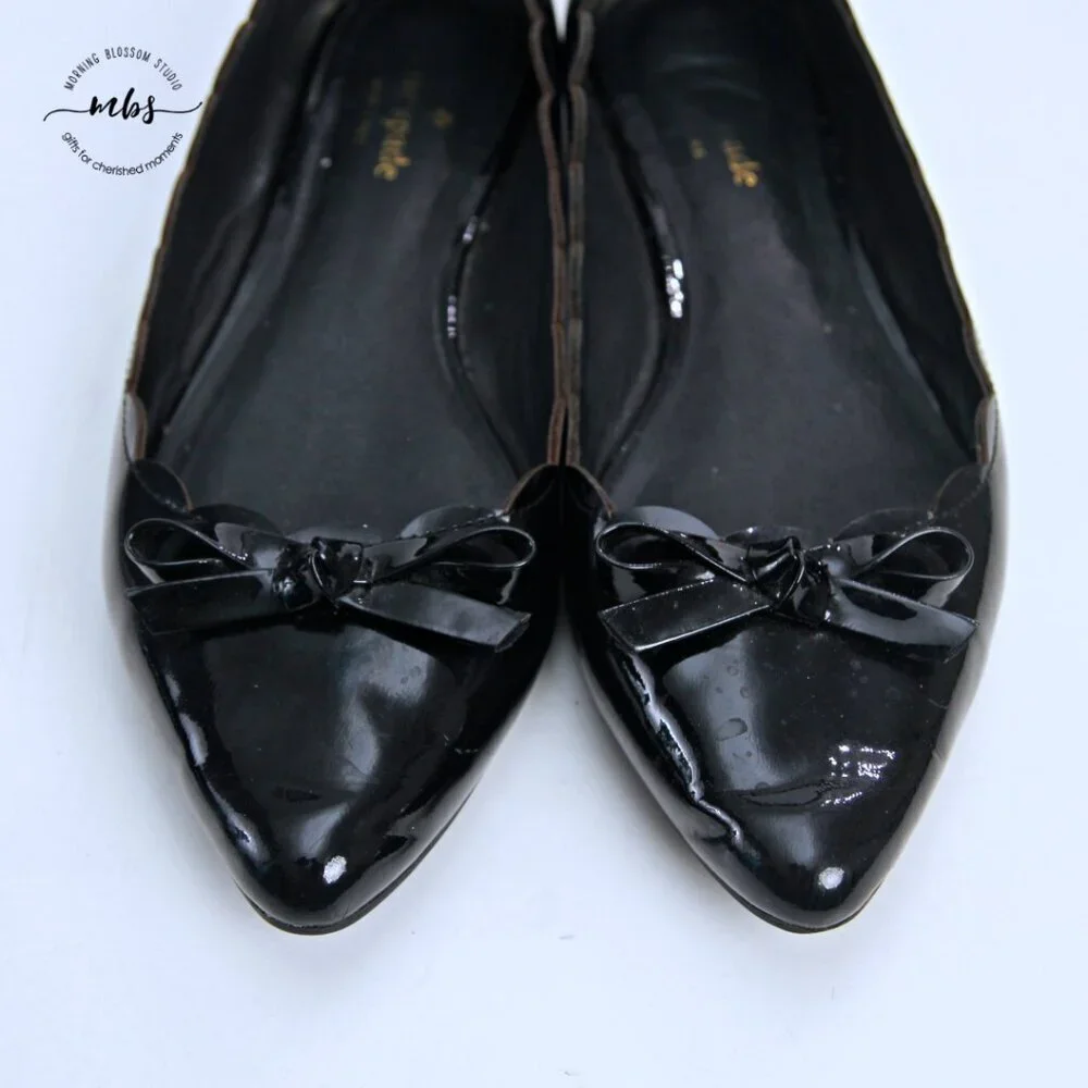 Kate Spade Eleni Flex Scalloped Ballerina Flats Black Women 8.5‎